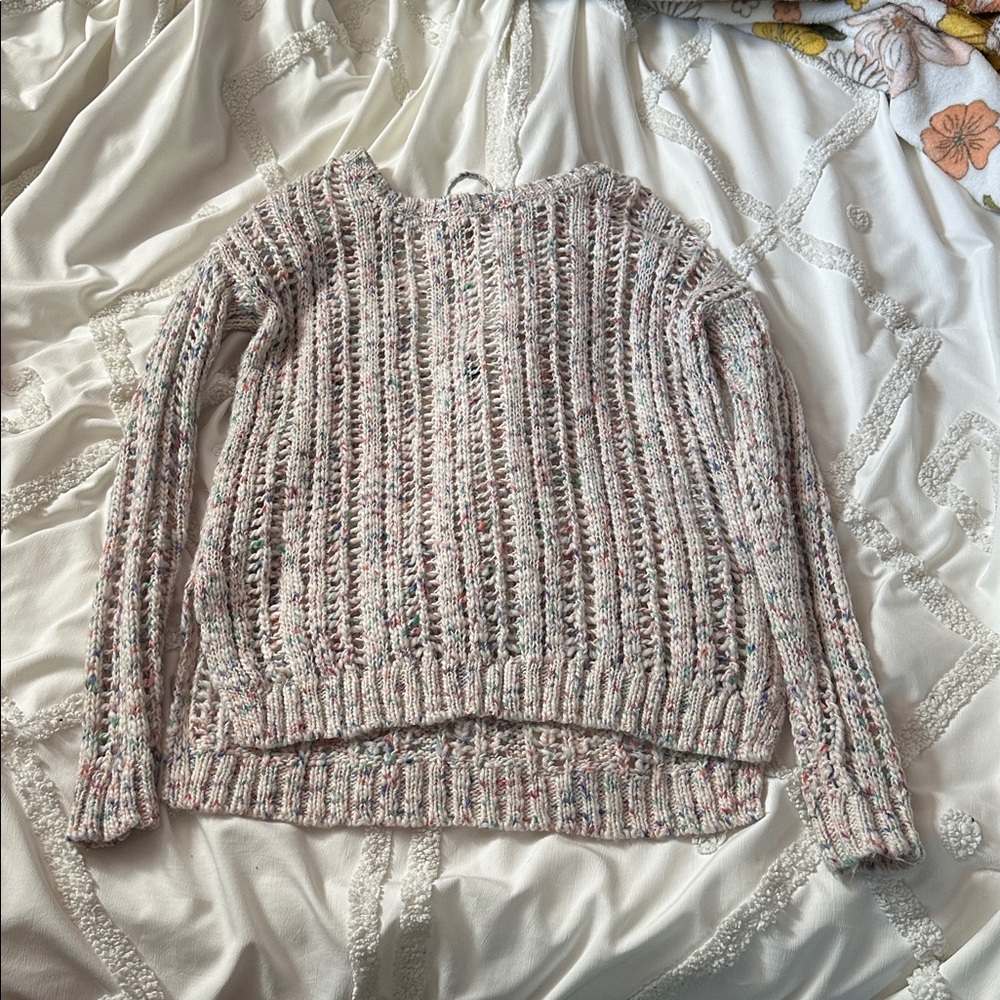 American Eagle Outfitters Cream Multicolor Knit Sweater